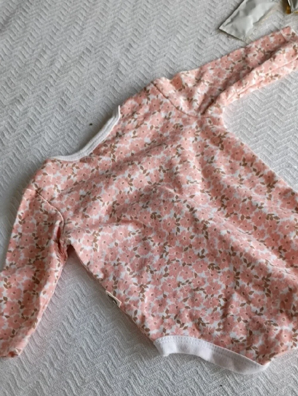 Floral Pink Long-Sleeve Baby Bodysuit by Petit Bateau
